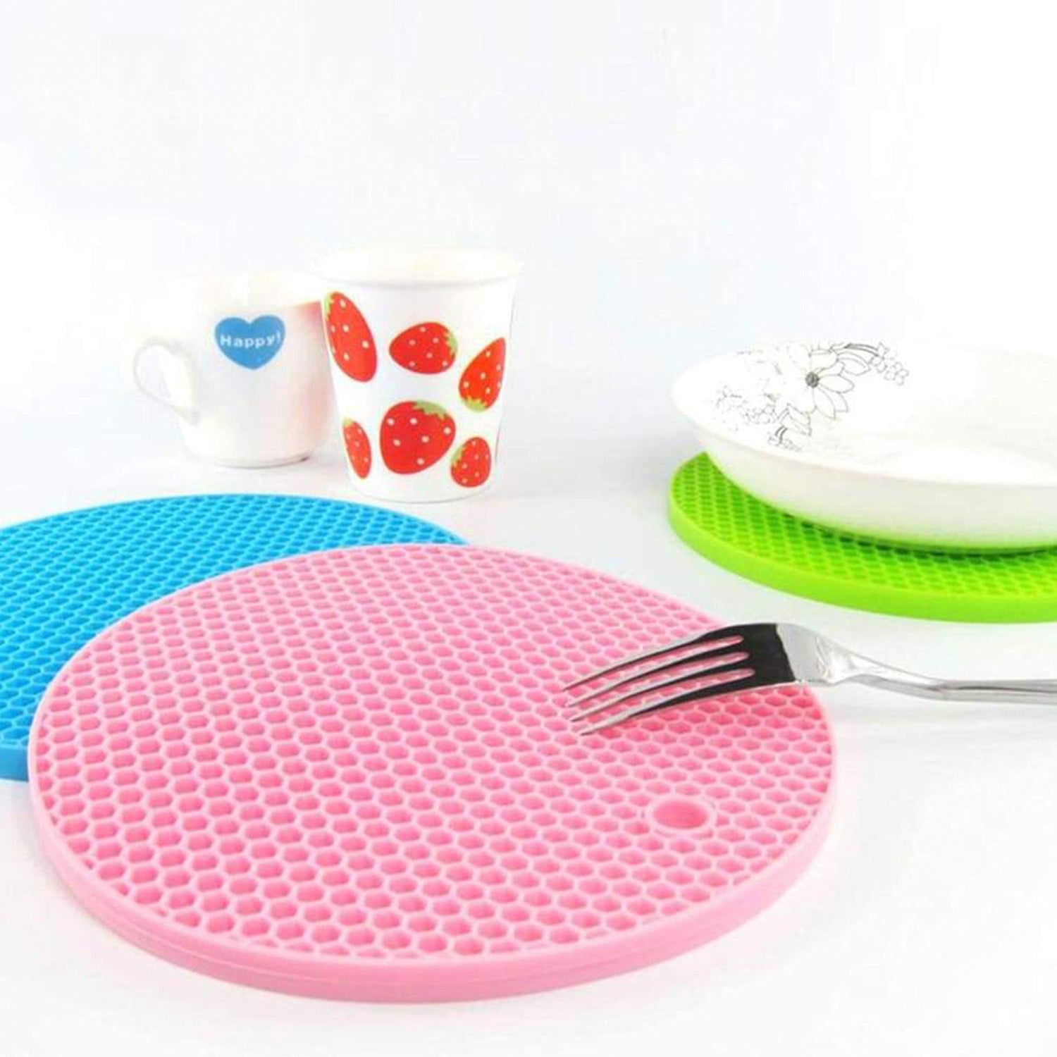 4846 4 Pc Silicon Hot Mat For Placing Hot Vessels And Utensils Over It Easily Without Having Any Visible Marks On Surfaces. DeoDap 4846 4 Pc Silicon Hot Mat For Placing Hot Vessels And Utensils Over It Easily Without Having Any Visible Marks On Surfaces. DeoDap